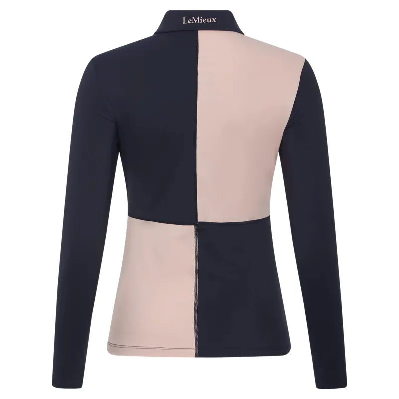 LeMieux Harlequin Womens Rugby Shirt Base Layer - Petal/Navy-3