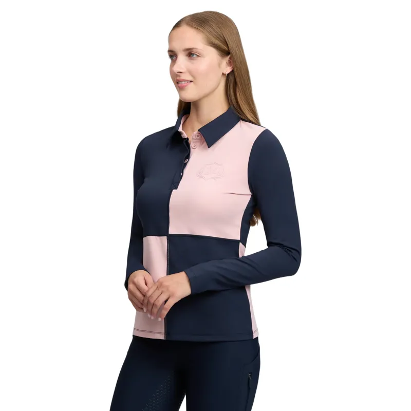 LeMieux Harlequin Womens Rugby Shirt Base Layer - Petal/Navy