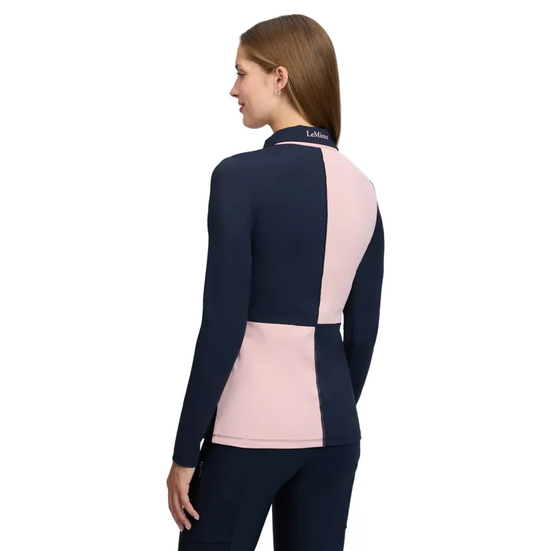 LeMieux Harlequin Womens Rugby Shirt Base Layer - Petal/Navy-4