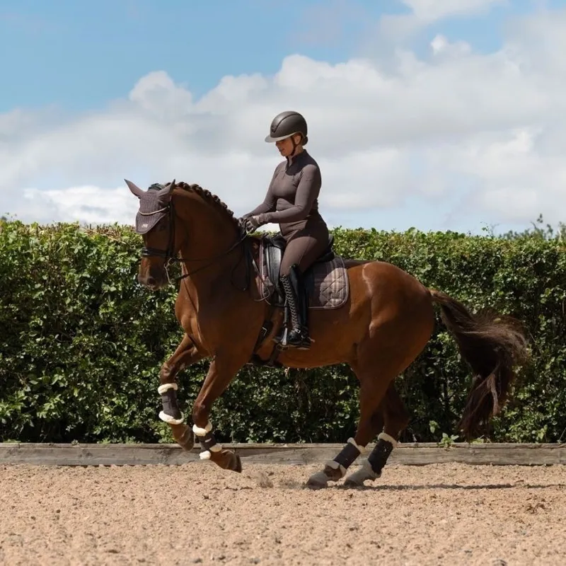 LeMieux Heritage Check Dressage Saddle Pad - Cocoa-4