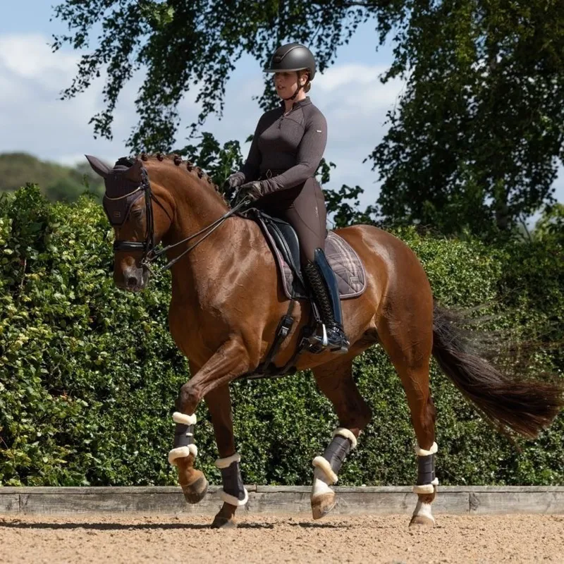 LeMieux Heritage Check Dressage Saddle Pad - Cocoa-2