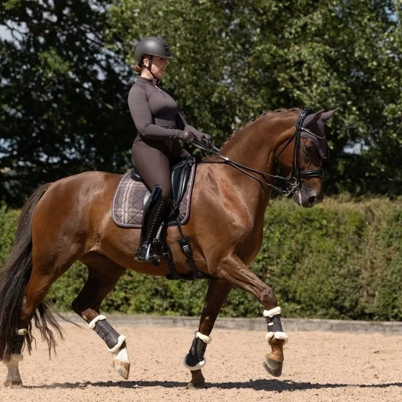 LeMieux Heritage Check Dressage Saddle Pad - Cocoa-12