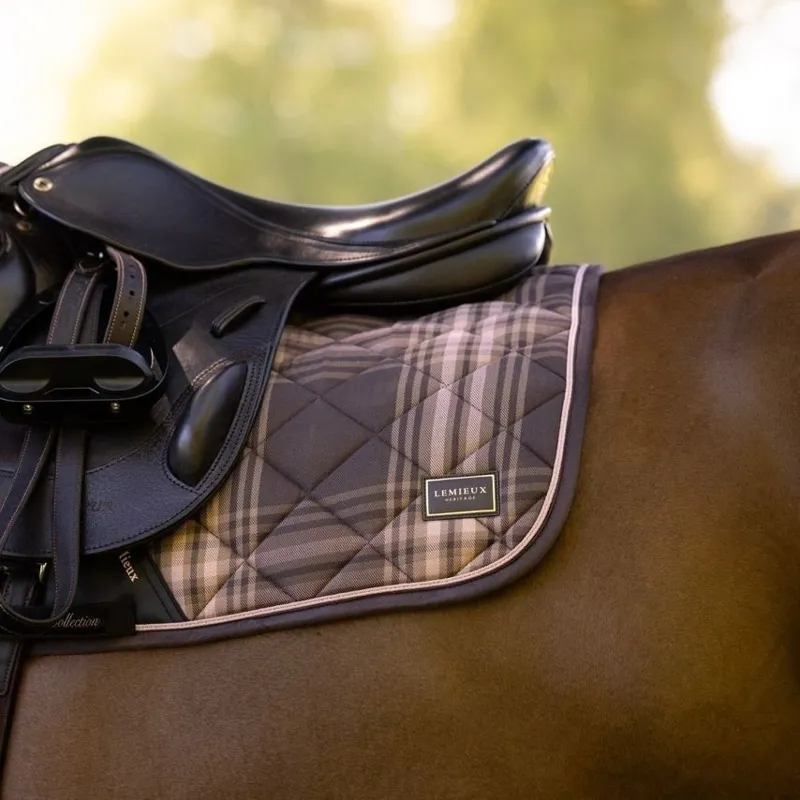 LeMieux Heritage Check Jump Saddle Pad - Cocoa-2