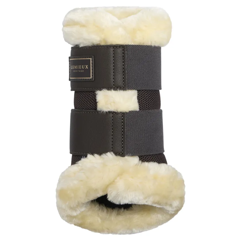 LeMieux Heritage Fleeced Edge Brushing Boots - Cocoa-2