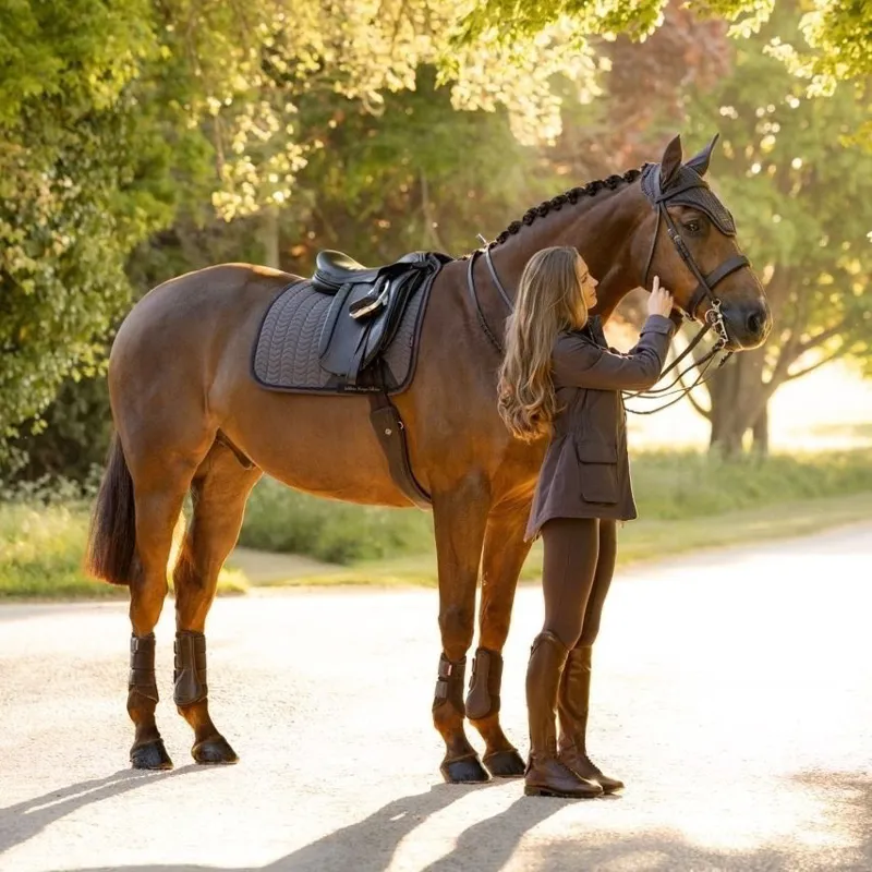 LeMieux Heritage Herringbone Dressage Saddle Pad - Cocoa Pre-Order-6