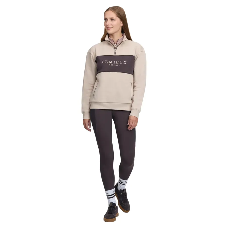 LeMieux Heritage Women's Quarter Zip Sweatshirt - Stone-6