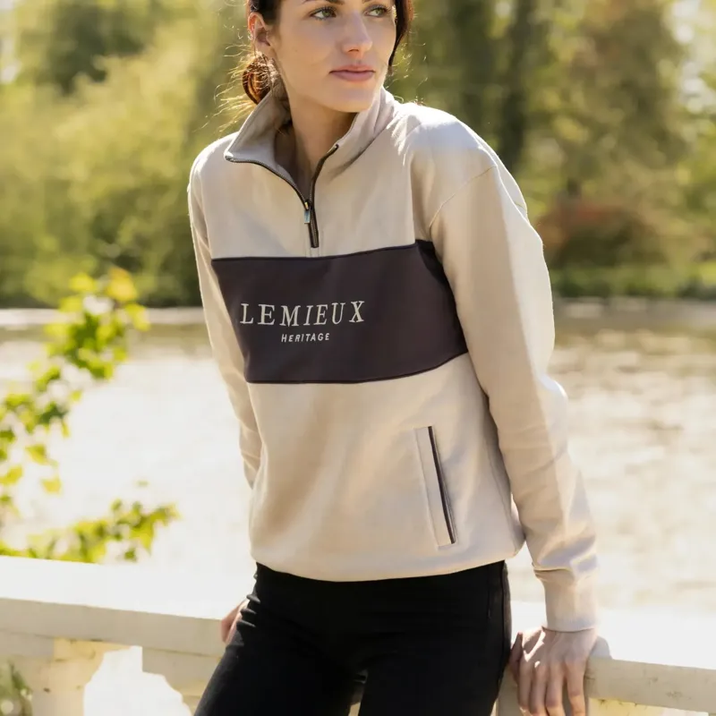 LeMieux Heritage Women's Quarter Zip Sweatshirt - Stone-4