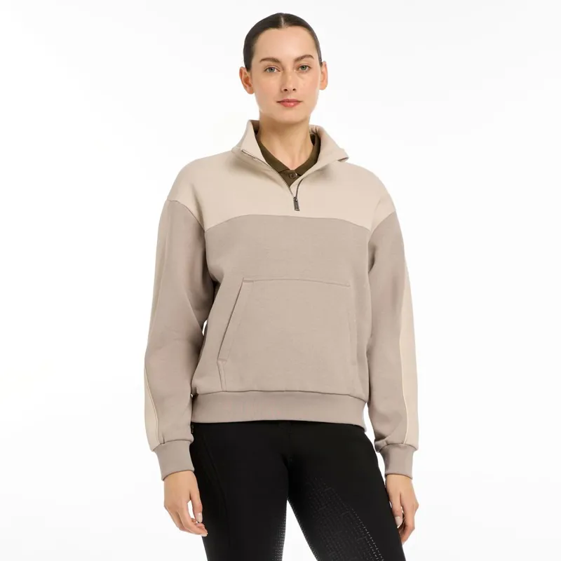 LeMieux Kali Quarter Zip Womens Sweatshirt - Ash/Stone-2