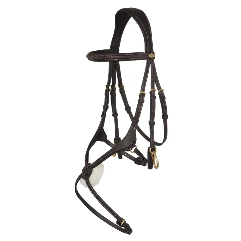 LeMieux Kudos Work Figure 8 Bridle - Brown/Brass-1