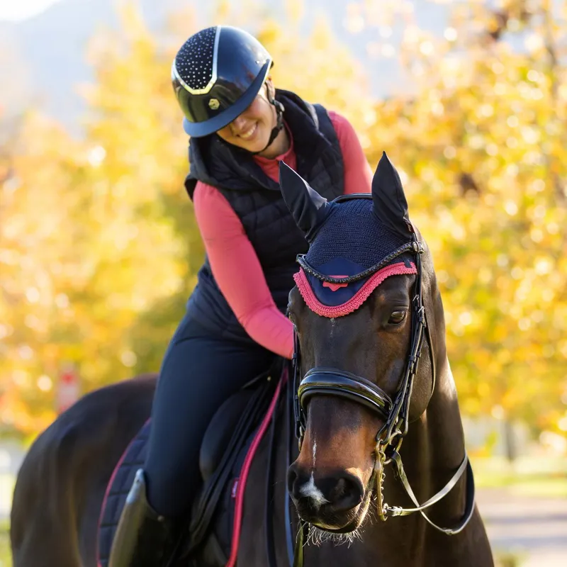 LeMieux Loire Fly Bonnet - Navy/Cranberry-2
