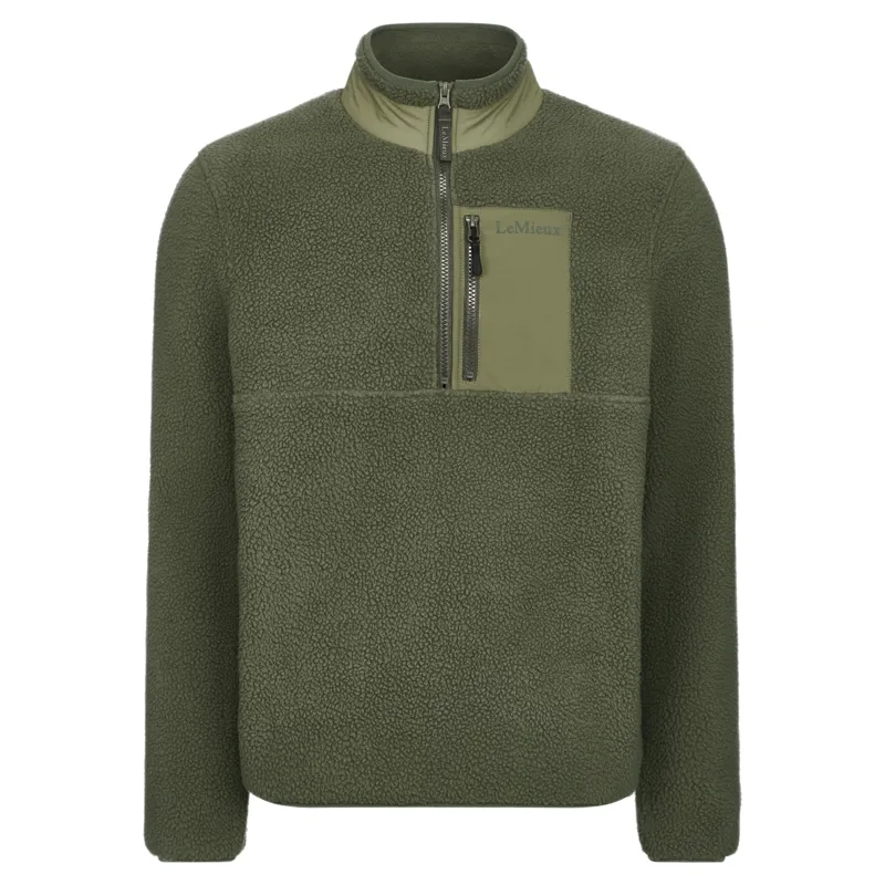LeMieux Mens Borg Quarter Zip Fleece - Olive-1