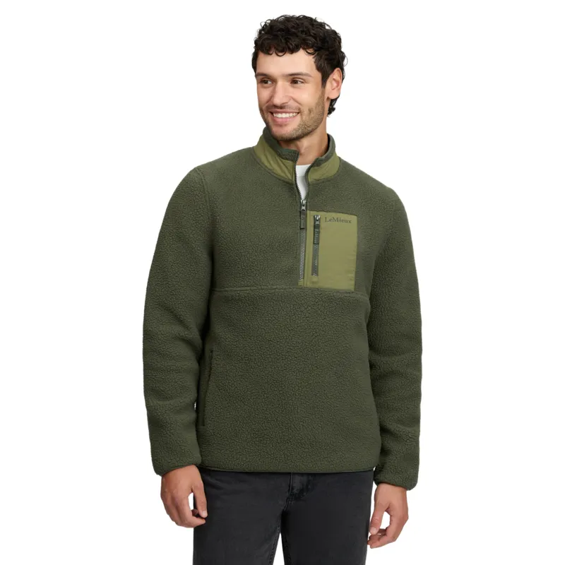 LeMieux Mens Borg Quarter Zip Fleece - Olive
