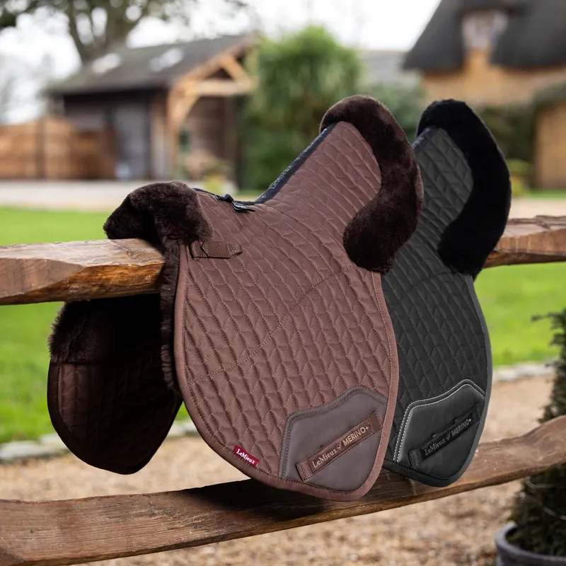 LeMieux Merino+ Half Lined Close Contact Saddle Pad - Black/Black-1