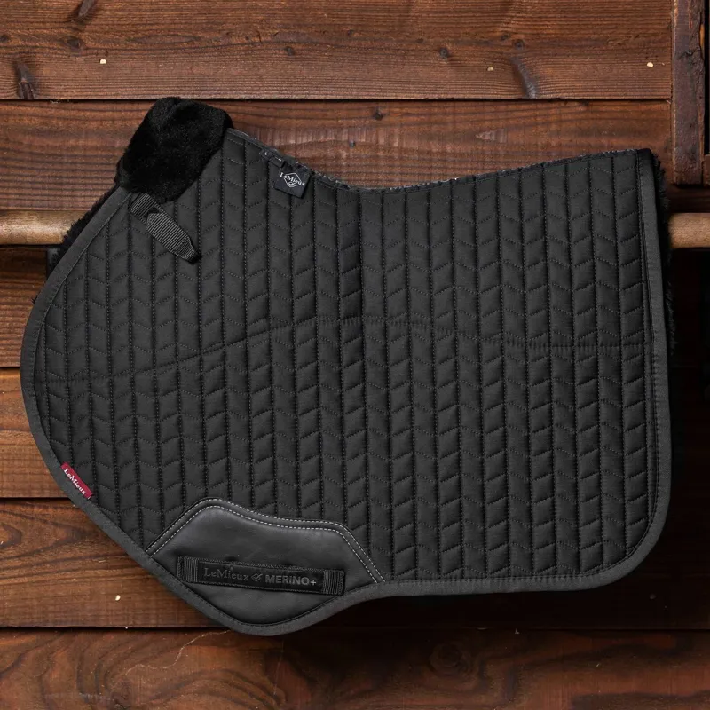 LeMieux Merino+ Half Lined Close Contact Saddle Pad - Black/Black-1