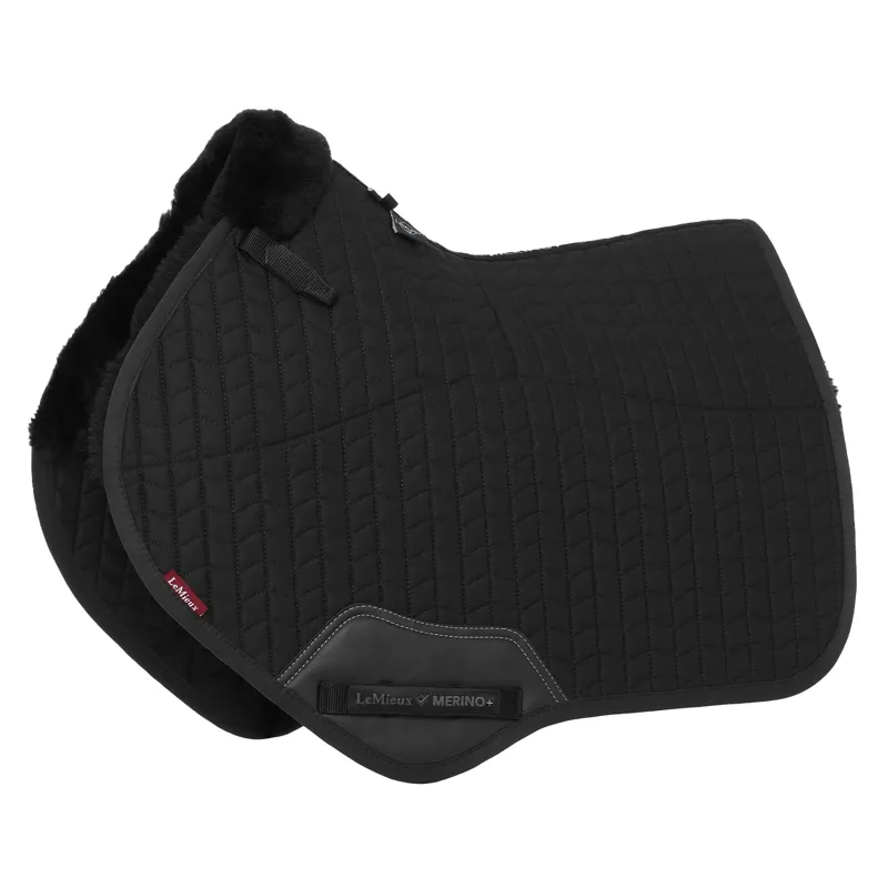 LeMieux Merino+ Half Lined Close Contact Saddle Pad - Black/Black