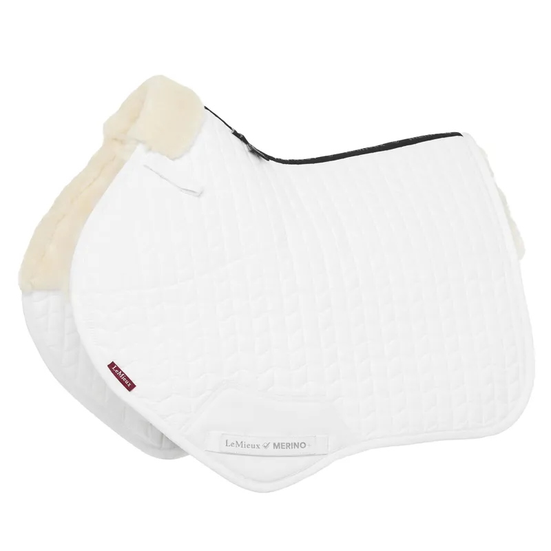 LeMieux Merino+ Half Lined Close Contact Saddle Pad - White/White