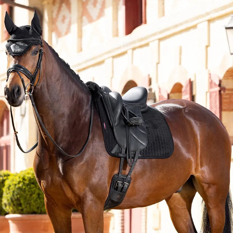 LeMieux Merino+ Half Lined Suede Dressage Saddle Pad - Black/Black-1