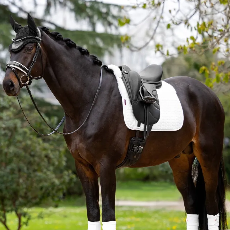 LeMieux Merino+ Half Lined Suede Dressage Saddle Pad - White/White-2