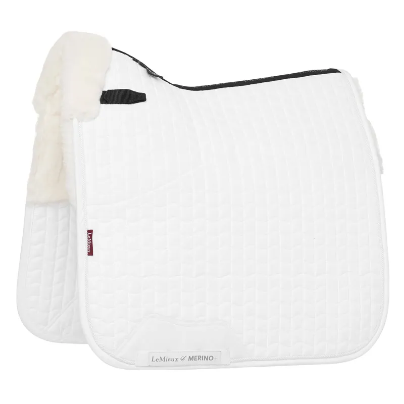 LeMieux Merino+ Half Lined Suede Dressage Saddle Pad - White/White