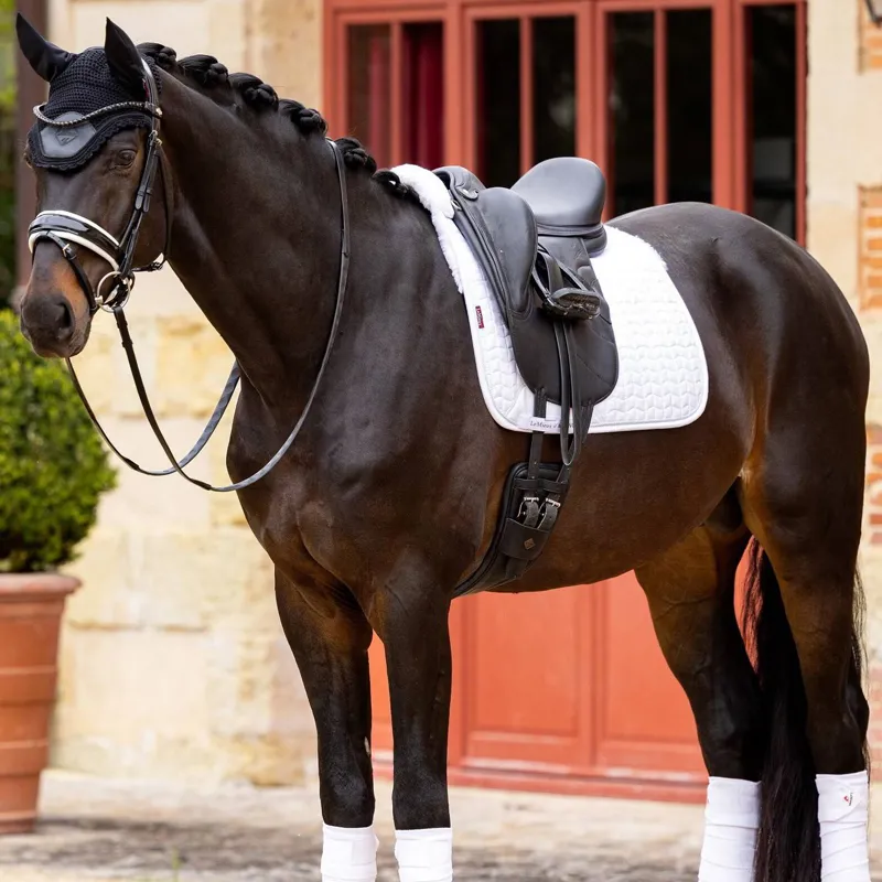 LeMieux Merino+ Half Lined Suede Dressage Saddle Pad - White/White-1