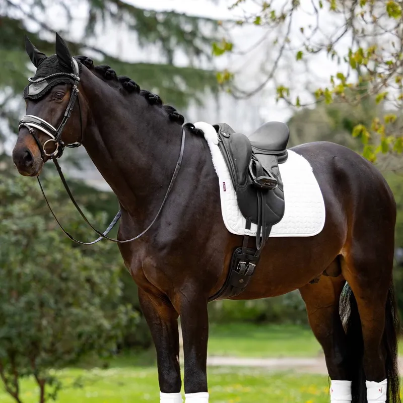 LeMieux Merino+ Half Lined Dressage Square - White/Natural-2