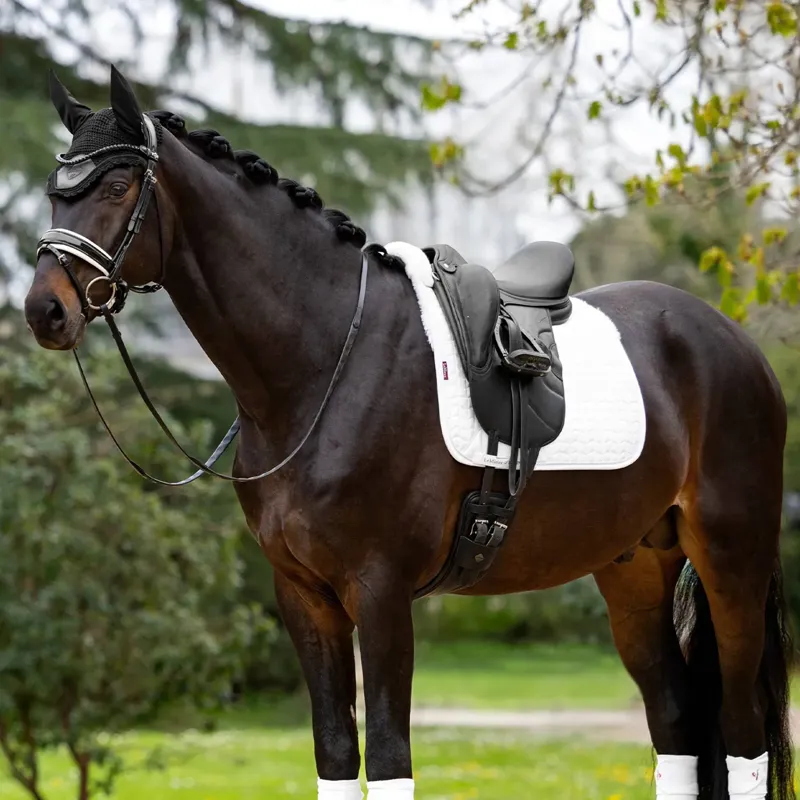 LeMieux Merino+ Half Lined Dressage Saddle Pad - White/White-1