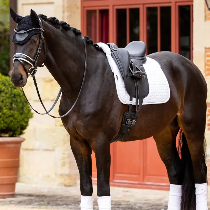 LeMieux Merino+ Half Lined Dressage Saddle Pad - White/White-2
