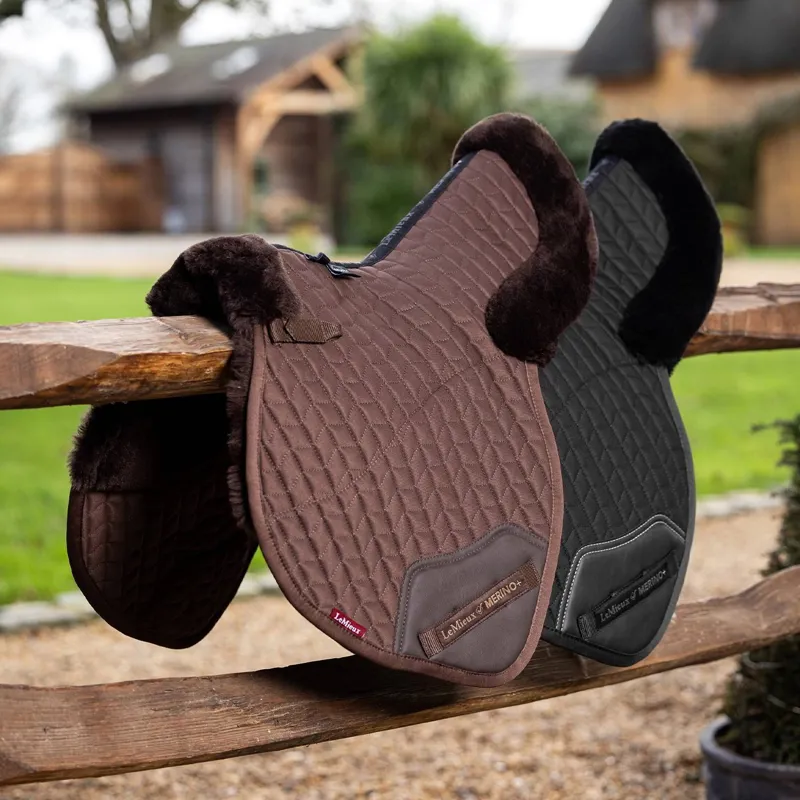 LeMieux Merino+ Half Lined Close Contact Saddle Pad - Brown/Brown-1