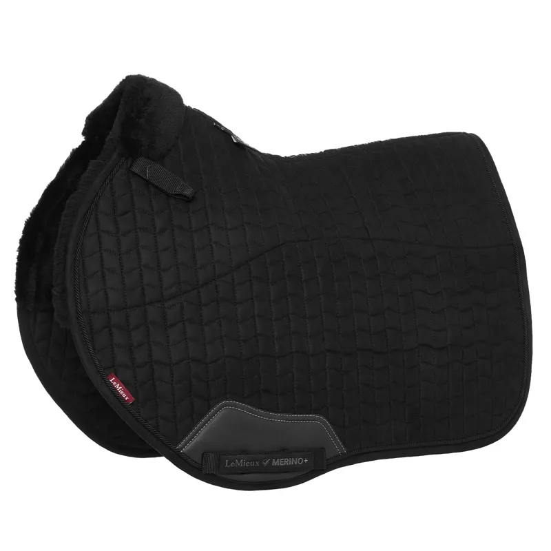 LeMieux Merino+ Half Lined EuroJump GP Saddle Pad - Black/Black