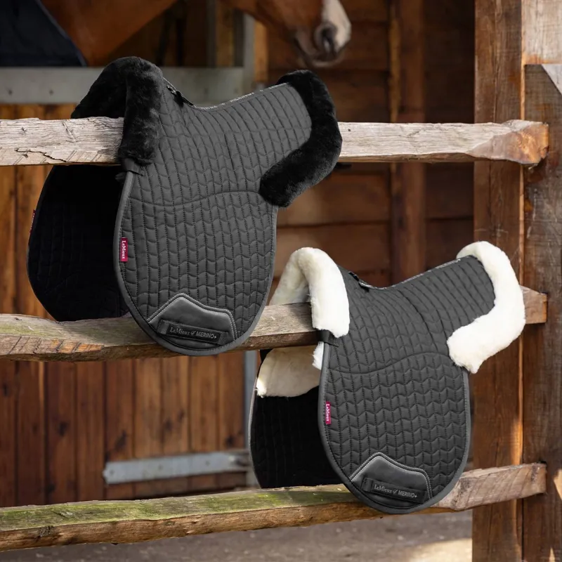 LeMieux Merino+ Half Lined All Purpose Saddle Pad - Black/Black-1