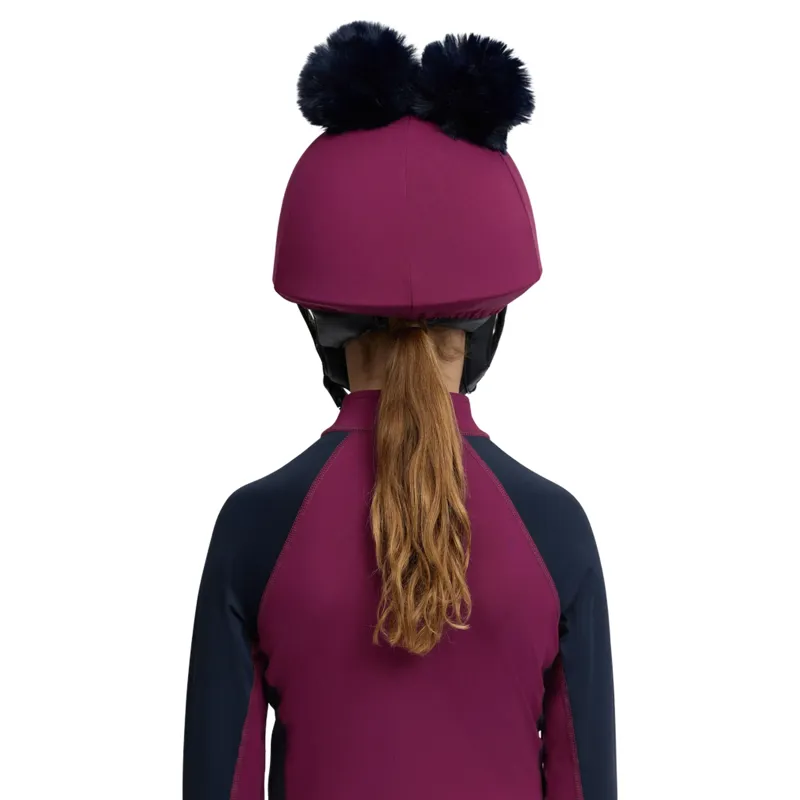 LeMieux Mini Double Pom Helmet Cover - Blackberry-2