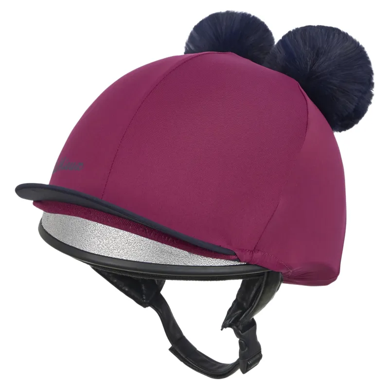 LeMieux Mini Double Pom Helmet Cover - Blackberry-4