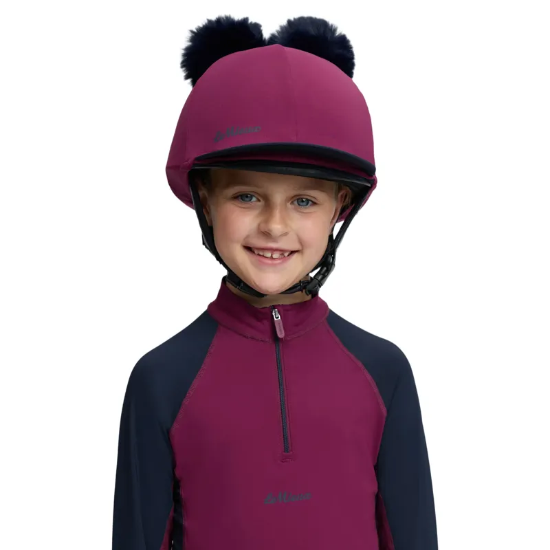 LeMieux Mini Double Pom Helmet Cover - Blackberry-5