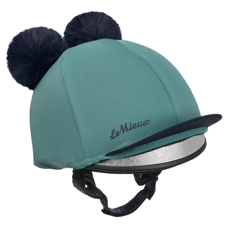 LeMieux Mini Double Pom Helmet Cover-Navy/Aloe