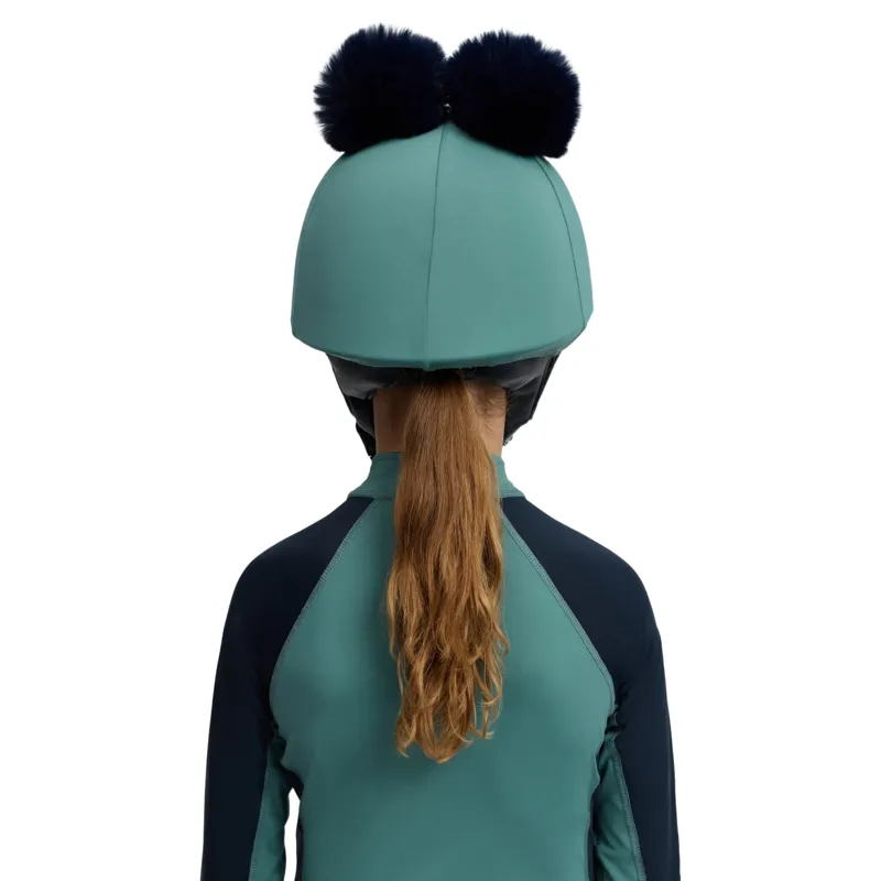 LeMieux Mini Double Pom Helmet Cover-Navy/Aloe-4