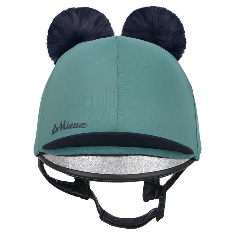 LeMieux Mini Double Pom Helmet Cover-Navy/Aloe-3