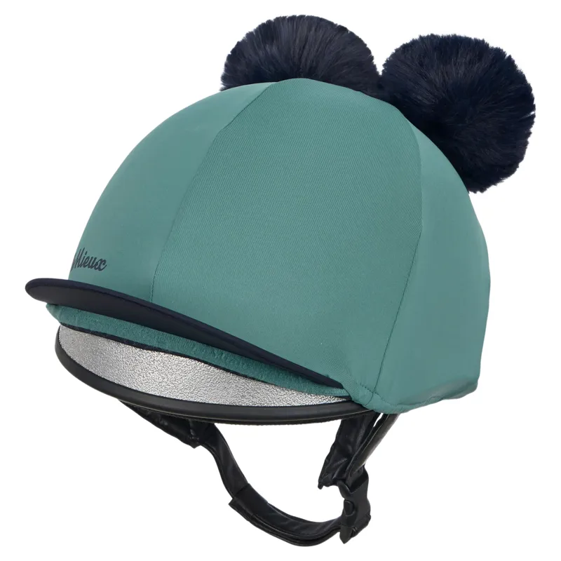 LeMieux Mini Double Pom Helmet Cover-Navy/Aloe-5