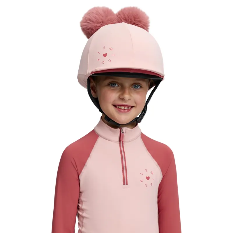 LeMieux Mini Double Pom Helmet Cover - Petal-2