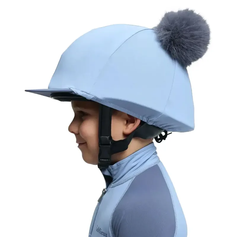 LeMieux Mini Double Pom Helmet Cover - Powder Blue-2