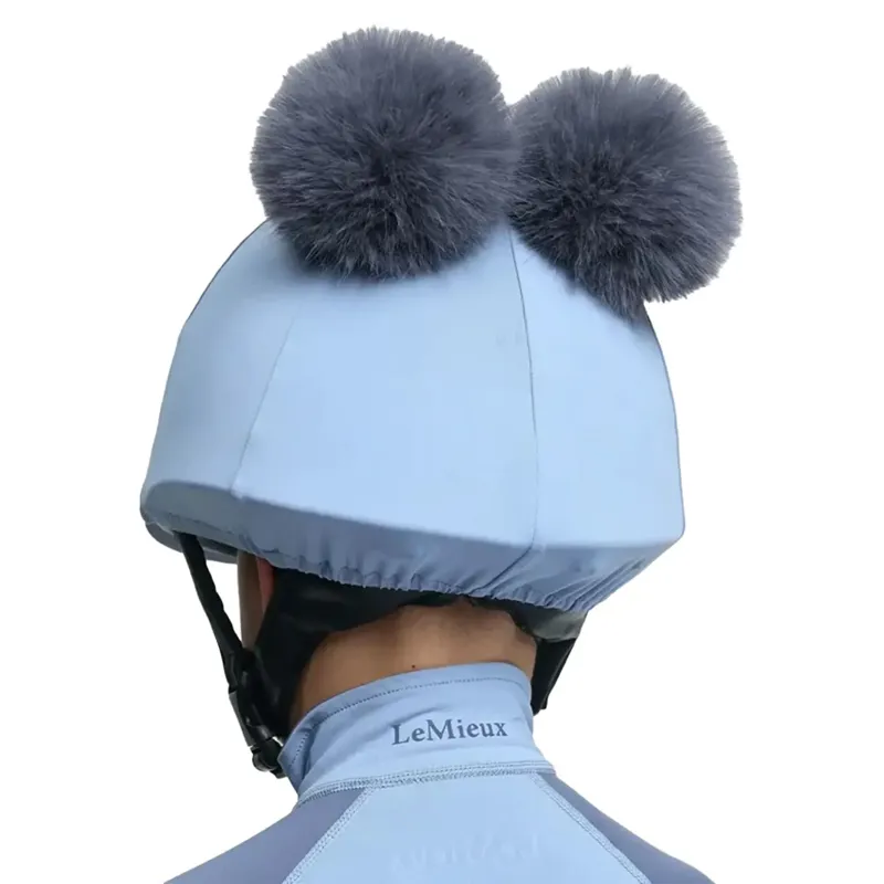 LeMieux Mini Double Pom Helmet Cover - Powder Blue-3