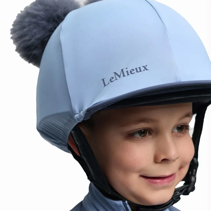LeMieux Mini Double Pom Helmet Cover - Powder Blue-1