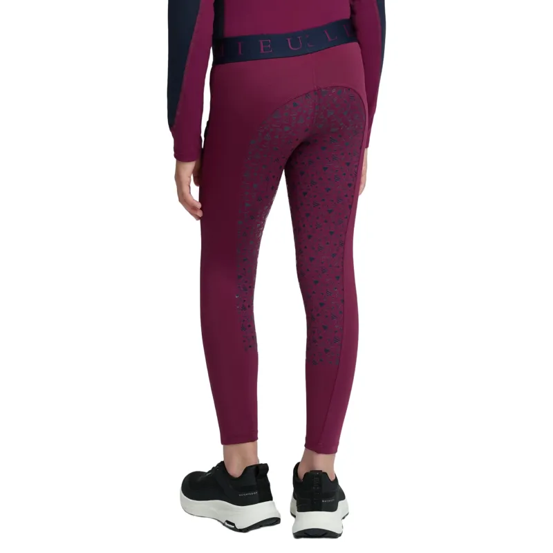LeMieux Mini Junior Pull On Full Grip Riding Tights - Blackberry-1