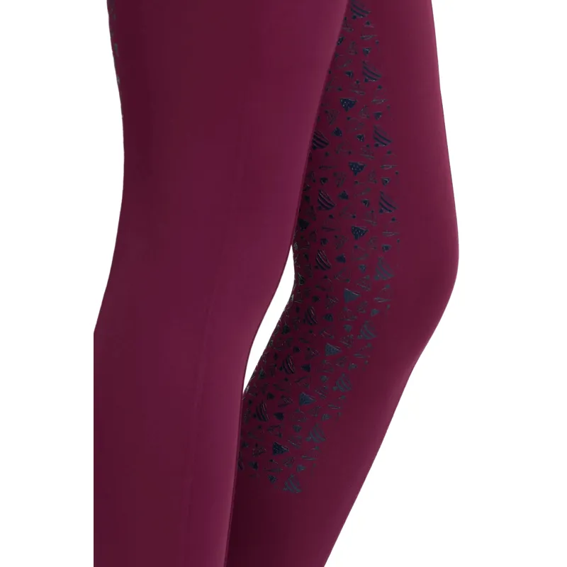 LeMieux Mini Junior Pull On Full Grip Riding Tights - Blackberry-2