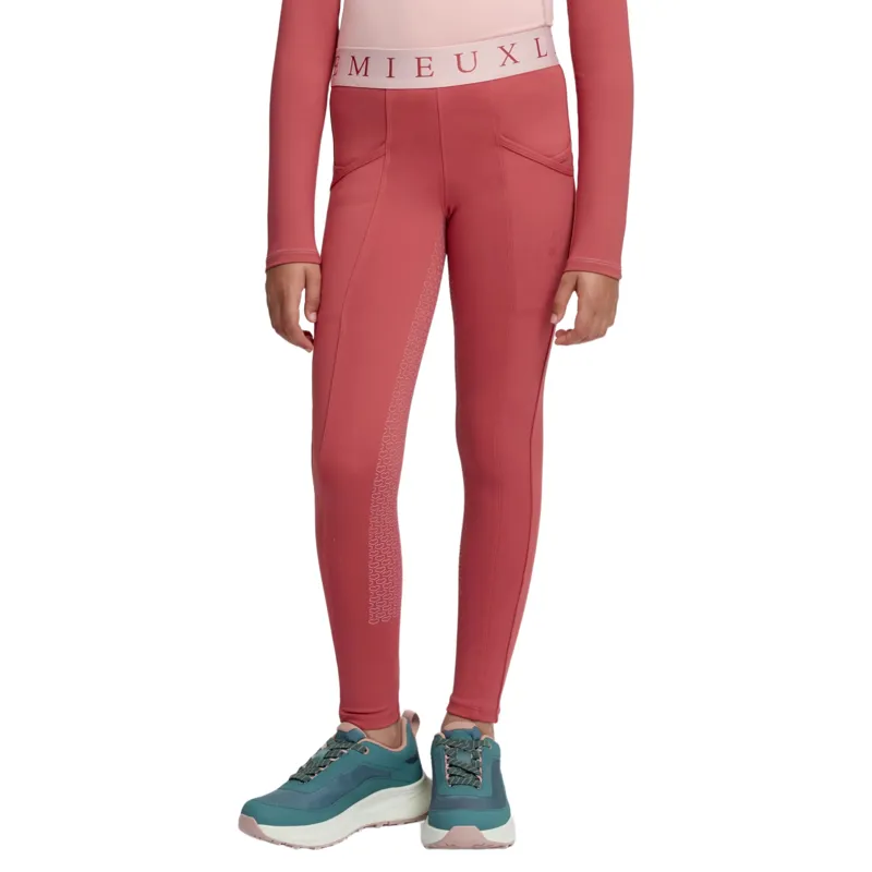 LeMieux Mini Junior Pull On Full Grip Riding Tights - Spiced Earth