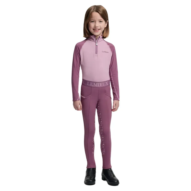 LeMieux Mini Pull On Full Grip Riding Tights - Mallow-1