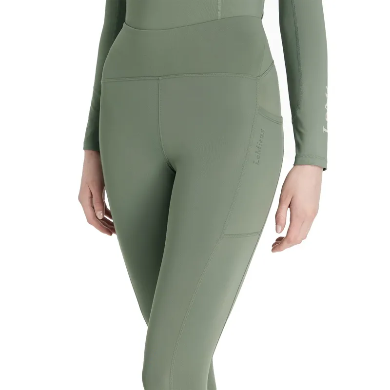 LeMieux Natalie Women's Brushed Pull On Full Grip Riding Tights - Rosemary-4