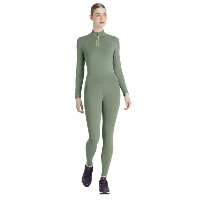 LeMieux Natalie Women's Brushed Pull On Full Grip Riding Tights - Rosemary-3