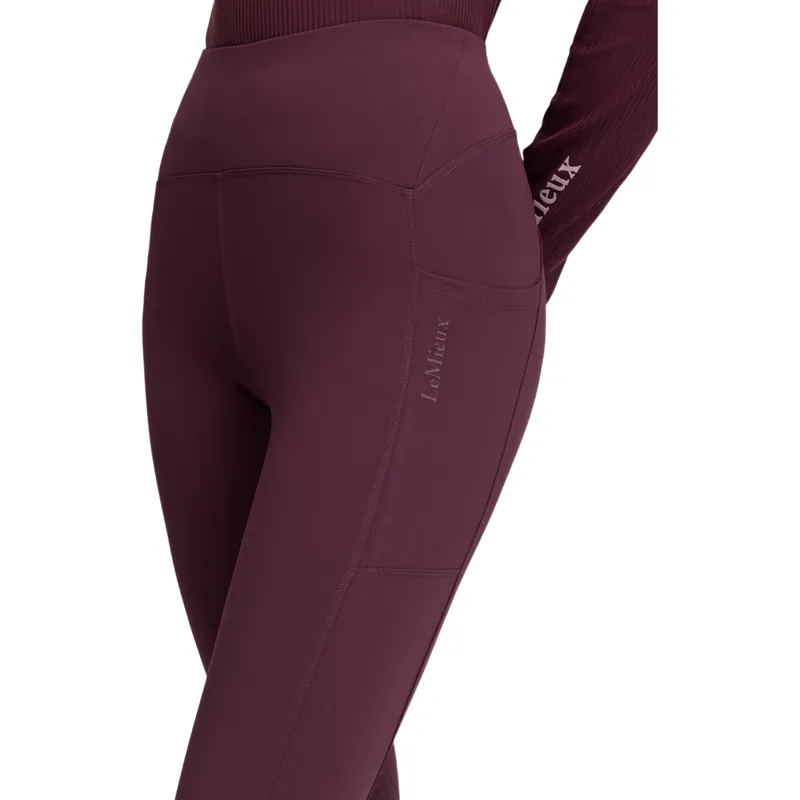 LeMieux Natalie Women's Brushed Full Grip Pull-On Riding Tights - Blackberry-6