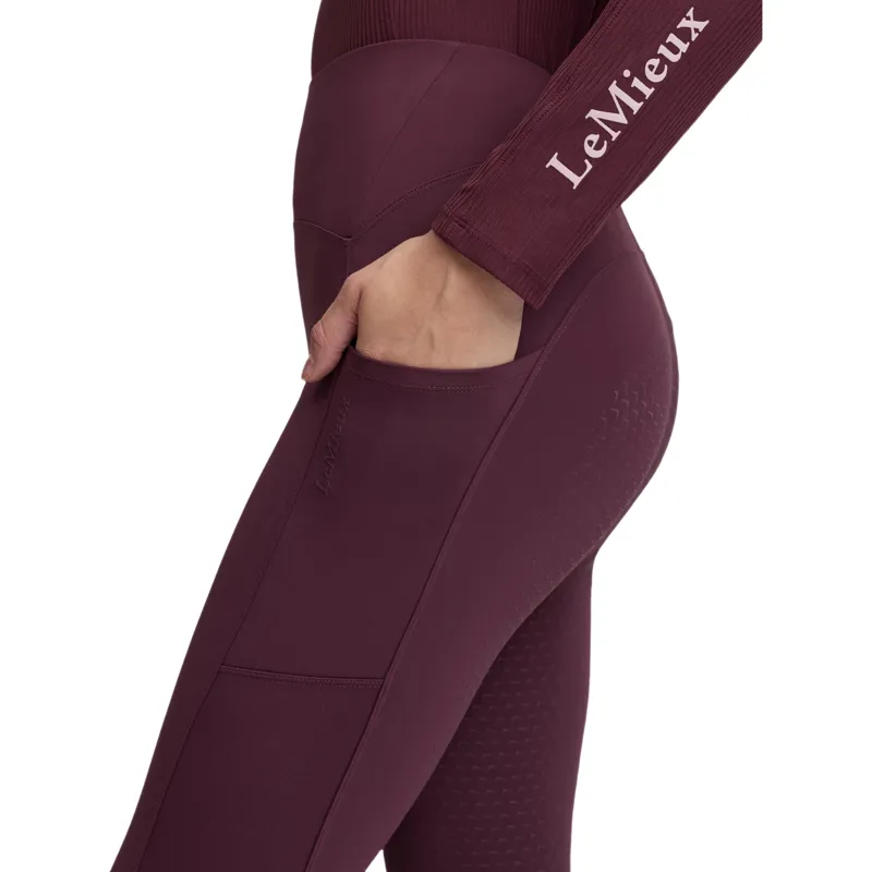 LeMieux Natalie Women's Brushed Full Grip Pull-On Riding Tights - Blackberry-4