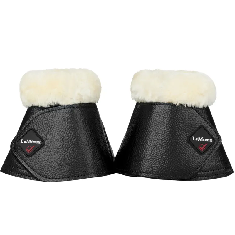 LeMieux Fleece WrapRound Bell Boots - Black/Natural
